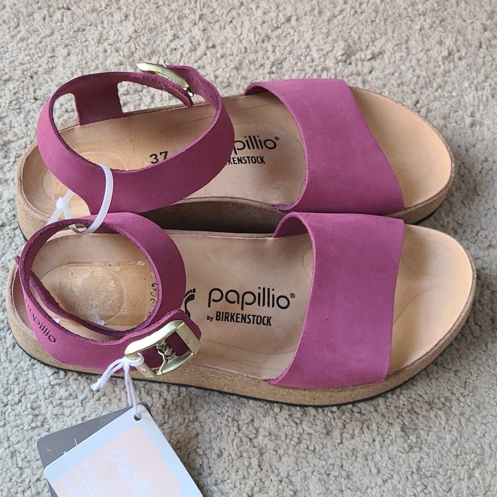 Birkenstock Papillio Women's Magenta Suede Ankle-Strap Sandals